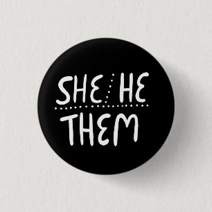 Sie/ER/THEM Pronouns Pride Handschrift Minimal Button