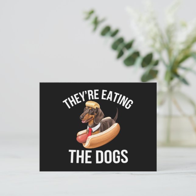 Sie essen die Hunde Donald Trump Debate 2024 Postkarte (Stehend Vorderseite)