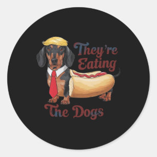 Sie essen die Hunde Lustiger Dachshund Trump Runder Aufkleber