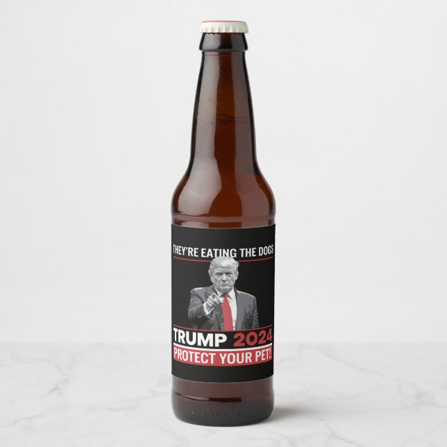 Sie essen die Hunde Trump 2024-Debatte Bierflaschenetikett (Vorderseite)