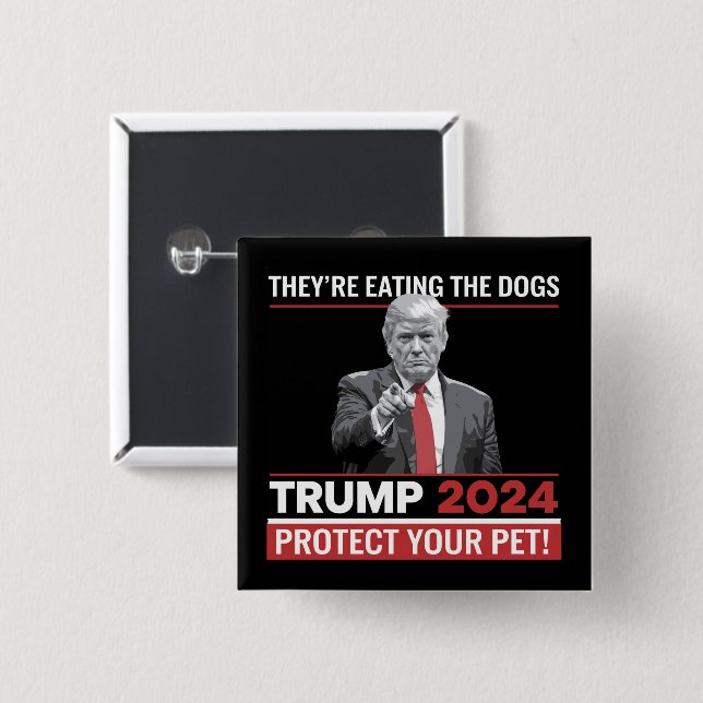 Sie essen die Hunde Trump 2024-Debatte Button (Vorne & Hinten)