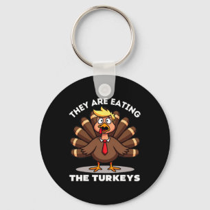 Sie essen die Truthahn Truthahn Lustiges Thanksgiv Schlüsselanhänger