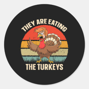 Sie essen die Türkei lustigen Retro Donald Trump, Runder Aufkleber