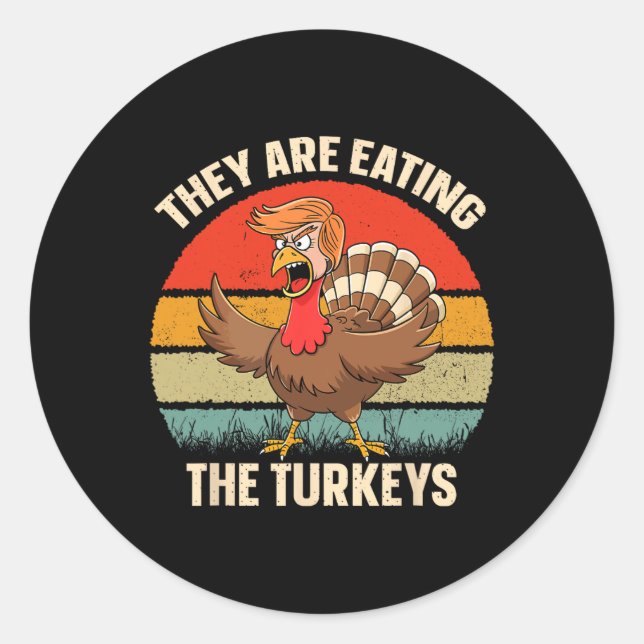 Sie essen die Türkei lustigen Retro Donald Trump,  Runder Aufkleber (Vorderseite)