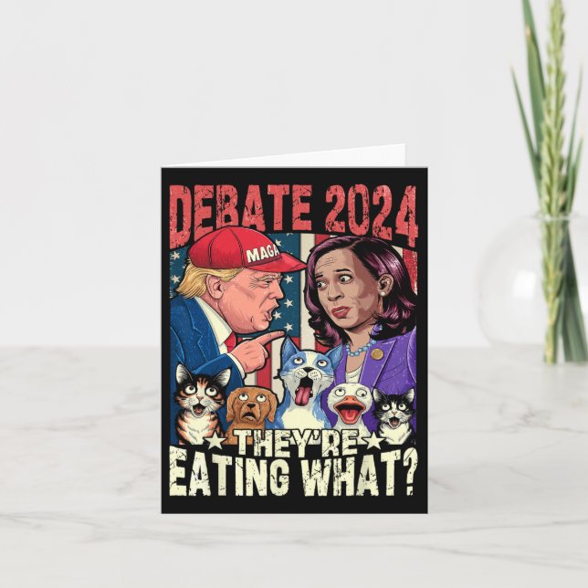 Sie essen was lustige Debatten 2024 Haustier Karte (Vorderseite)