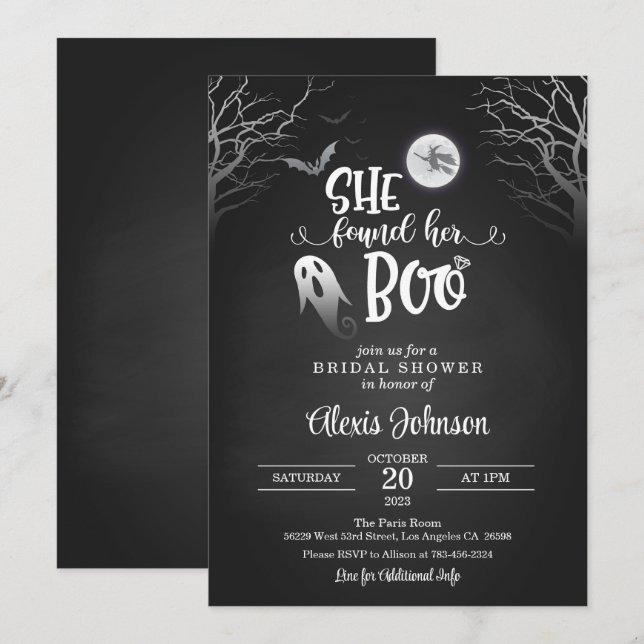 Sie fand ihr Boo-Brautparty mit Ghost Einladung (Vorne/Hinten)