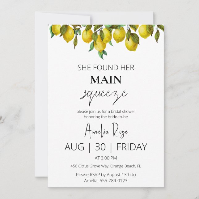 sie fand ihr Haupt-Squeeze-Brautparty Einladung (Vorderseite)