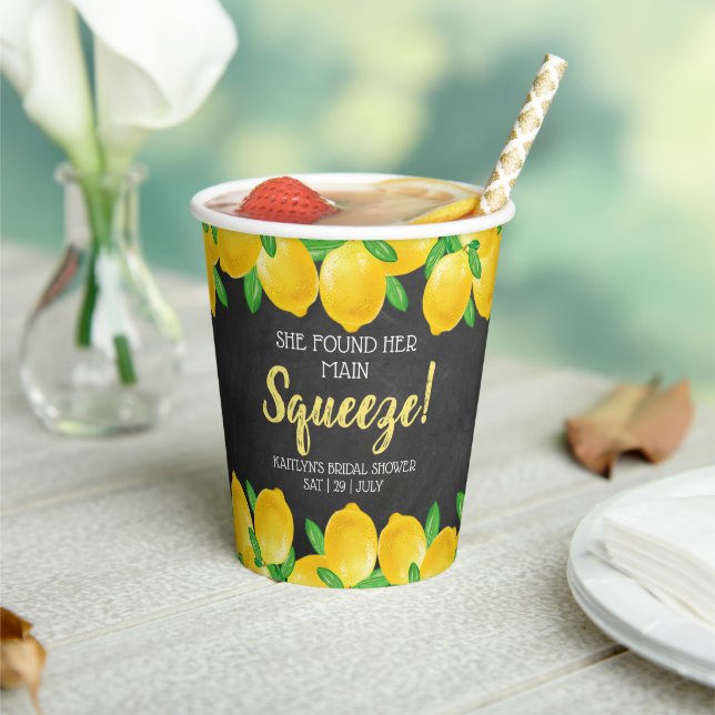 Sie fand ihr Haupt Squeeze Lemon Brautparty Pappbecher (In Situ)