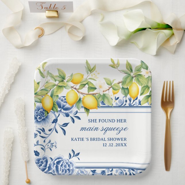 Sie fand ihr Haupt Squeeze Lemon Brautparty Pappteller (Hochzeit)