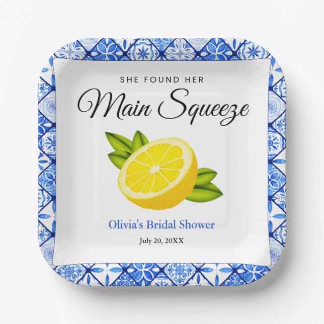 Sie fand ihr Haupt Squeeze Lemon Brautparty Pappteller (Vorderseite)