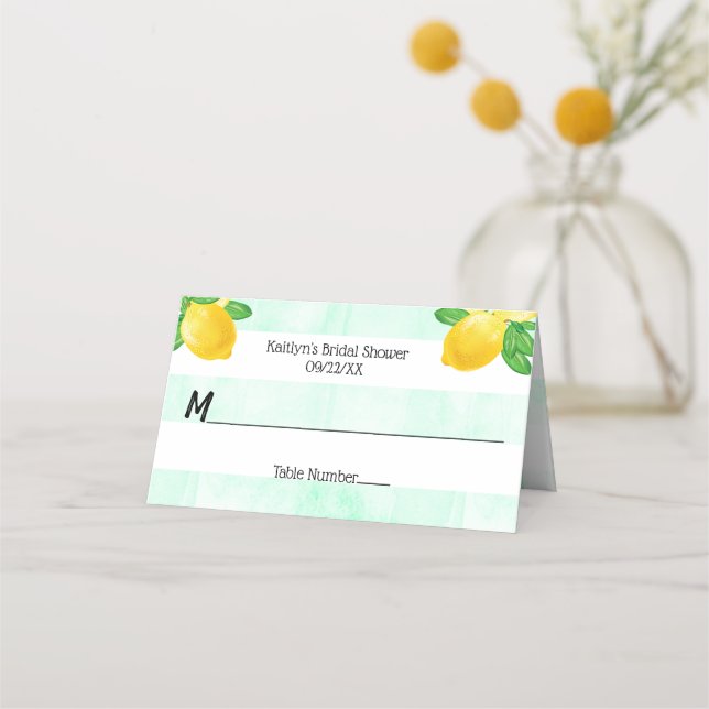 Sie fand ihr Haupt Squeeze Lemon Brautparty Platzkarte (Vorderseite)