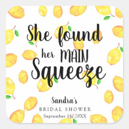 Sie fand ihr Haupt Squeeze Lemon Brautparty Quadratischer Aufkleber