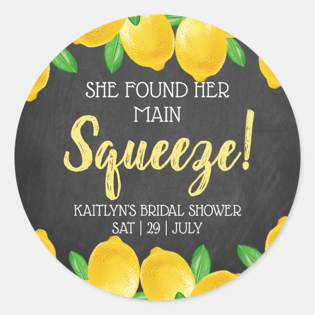 Sie fand ihr Haupt Squeeze Lemon Brautparty Runder Aufkleber (Vorderseite)