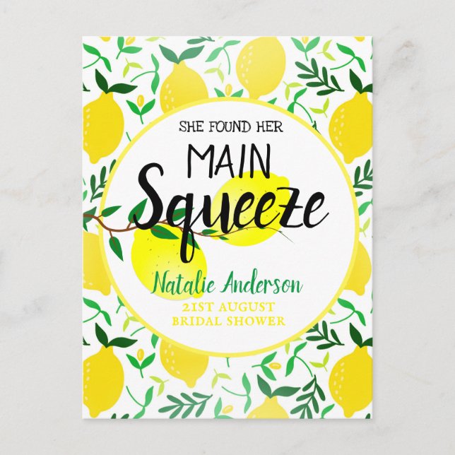 Sie fand ihr Haupt-Squeeze-Lemons-Brautparty Postkarte (Vorderseite)