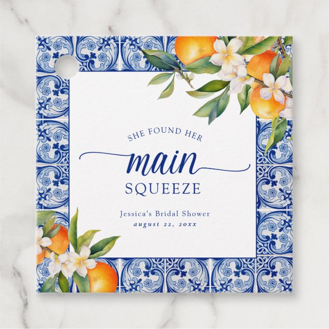 Sie fand ihr Haupt-Squeeze-Orangen-Brautparty Geschenkanhänger (Vorderseite)