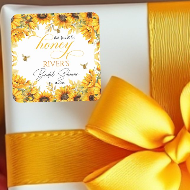 Sie fand ihr Honey-Brautparty Quadratischer Aufkleber (Von Creator hochgeladen)