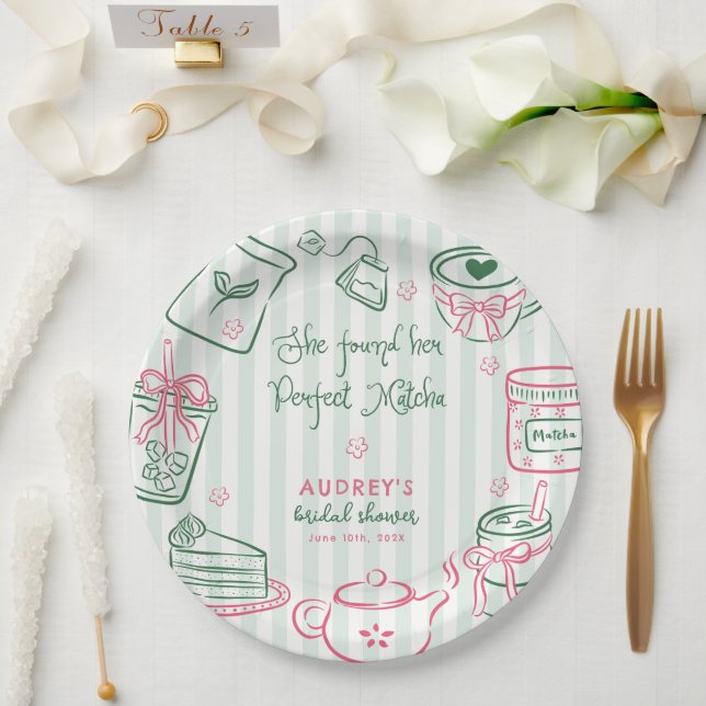 Sie fand ihr perfektes Matcha Grünes Brautbad N Pappteller (Hochzeit)