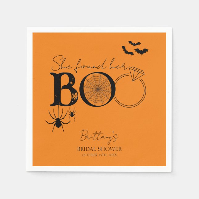 Sie fand ihr rustikales Halloween-Brautparty Serviette (Vorderseite)