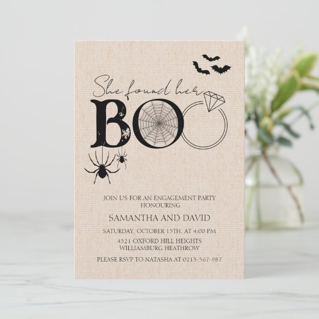 Sie fand ihre buschige Verlobung zu Halloween Einladung (Stehend Vorderseite)
