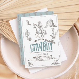Sie fand ihre Cowboy-Hochzeitsdusche Blau Einladung