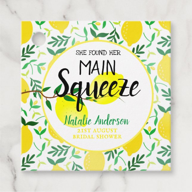 Sie fand ihre Hauptpresse Yellow Lemons Bridal Sh Geschenkanhänger (Vorderseite)