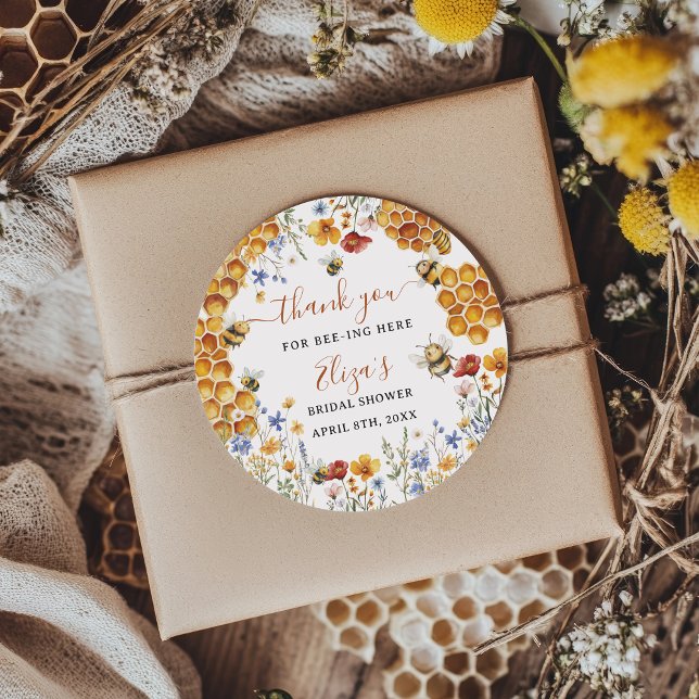 Sie fand ihre Honey Bee Danke Brautparty Runder Aufkleber (She Found Her Honey Bee Thank You Bridal Shower Classic Round Sticker)