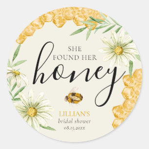 Sie fand ihre Honigbiene Daisy Florale Hochzeitsdu Runder Aufkleber