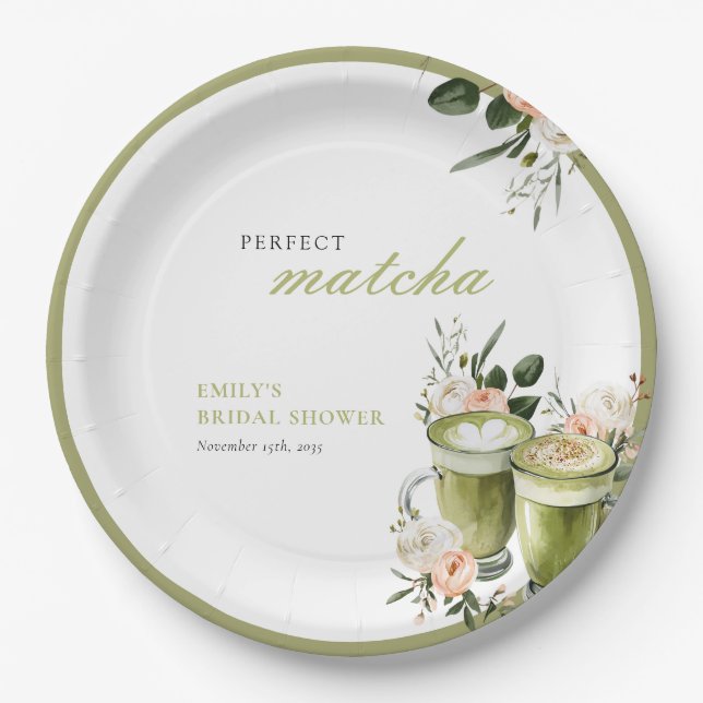 Sie fand ihre perfekte Matcha-Brautparty Pappteller (Vorderseite)