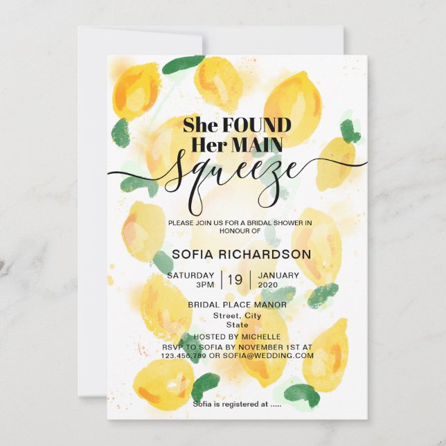 Sie fand ihre wichtigste Zitrone BOHO SUMMER Invit Einladung (Vorderseite)