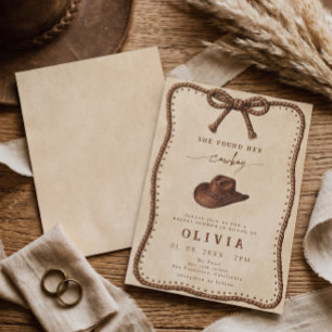 Sie fand ihren Cowboy Rustic Western Brautparty Einladung