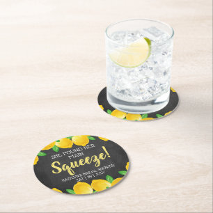 Sie fand ihren Hauptbräutigam Lemon Bridal Runder Pappuntersetzer