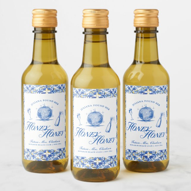 Sie fand ihren Honey Honey Blue Greece Bachelorett Weinetikett (Flaschen)
