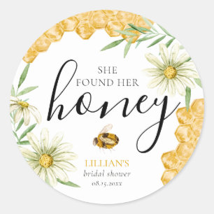 Sie fand ihren Honigbiene Daisy Floral Braut- Dusc Runder Aufkleber