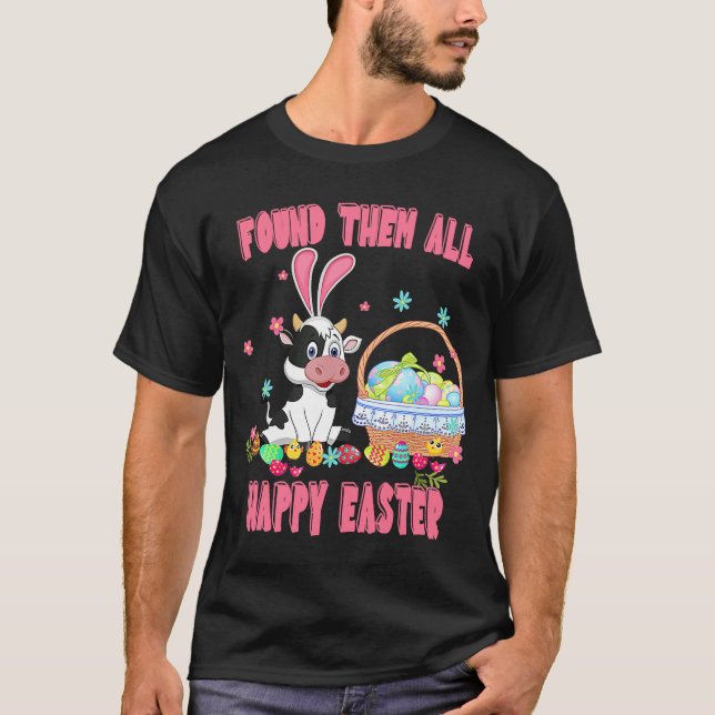 Sie fanden sie alle glückliche Osterkuh Korbweide  T-Shirt (Vorderseite)
