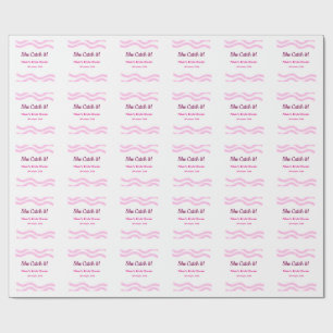 Sie fängt es rosa Spiralfarbenlinien bridal Geschenkpapier