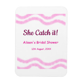 Sie fängt es rosa Spiralfarbenlinien bridal Magnet