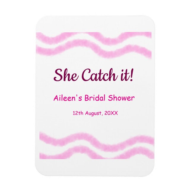 Sie fängt es rosa Spiralfarbenlinien bridal Magnet (Vertikal)