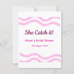 Sie fängt es rosa Spiralfarbenlinien bridal Postkarte