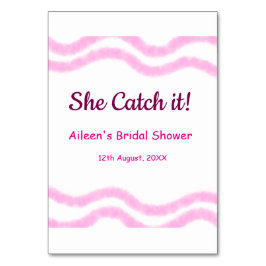 Sie fängt es rosa Spiralfarbenlinien bridal Tischnummer