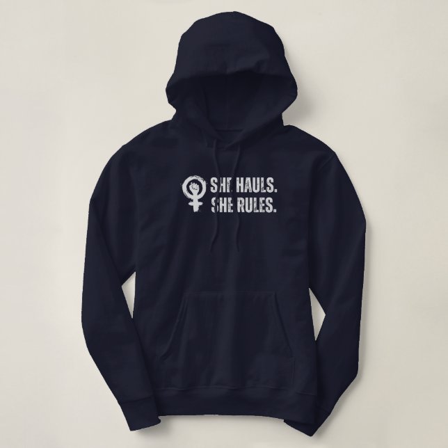 Sie fischt, sie regiert das Fischen Hoodie (Design vorne)