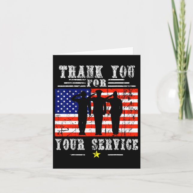 Sie für Ihre Dienste Patriotic - Veterans Day for Karte (Vorderseite)