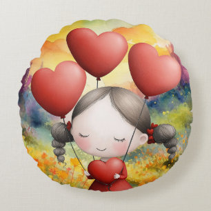 SIE GIBT ALLE LIEBE IN IHREM HERZEN RUNDES KISSEN