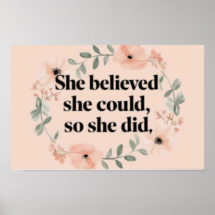 Sie glaubte an minimalistisches Plakat Wildblumen 