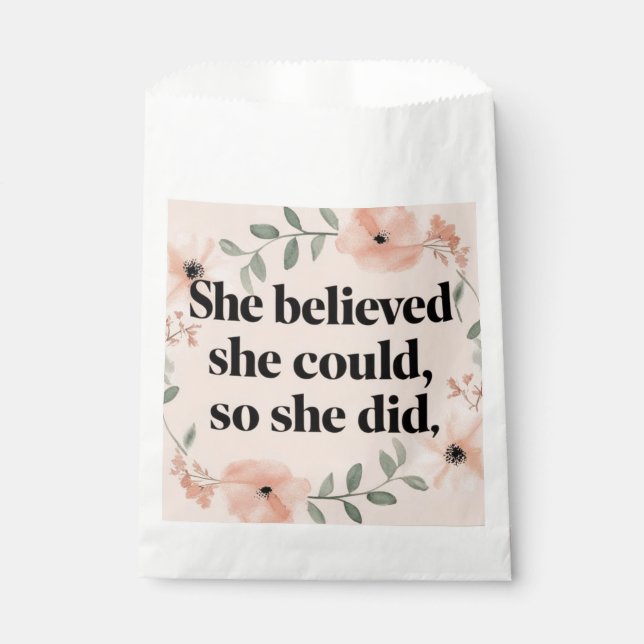 Sie glaubte, dass minimalistische Poster-Wildblume Geschenktütchen (Vorderseite)