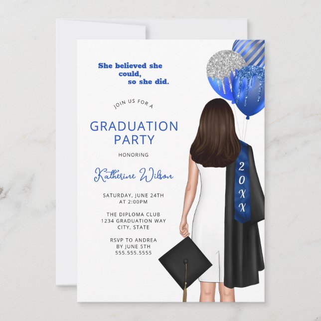 Sie glaubte, dass sie Foto-Abitur-Party machen kön Einladung (Vorderseite)