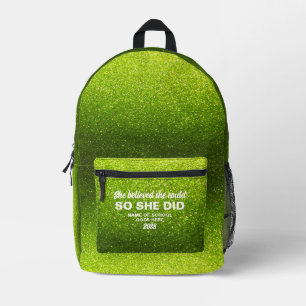 Sie glaubte, dass sie grüne Glitter-Funkeln limett Bedruckter Rucksack