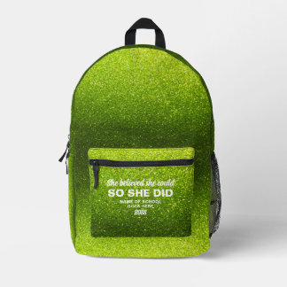 Sie glaubte, dass sie grüne Glitter-Funkeln limett Bedruckter Rucksack