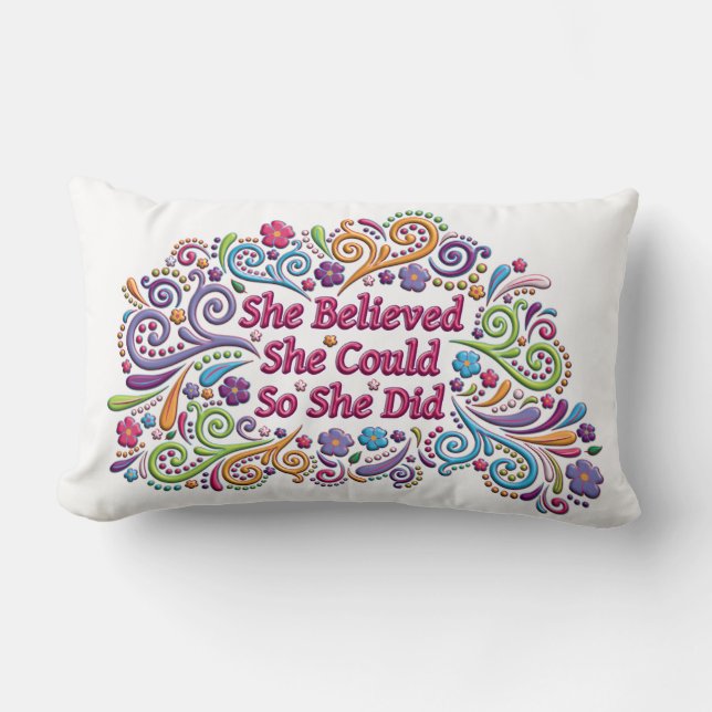 Sie glaubte, dass sie könnte, also sie Pillow Lendenkissen (Vorderseite)