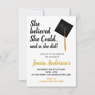 Sie glaubte, sie könne Abschluss einladen Save The Date