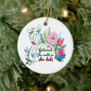Sie glaubte, sie könnte also mit Blume schwänzen Keramik Ornament